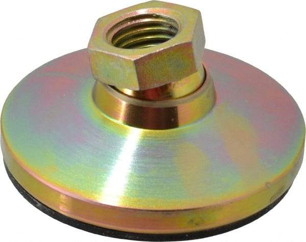 Vlier - 16400 Lb Capacity, 1-8 Thread, 1-7/8" OAL, Steel Stud, Tapped Pivotal Socket Mount Leveling Pad - 4" Base Diam, Elastomer Pad, 1-3/8" Hex - Exact Tool & Supply