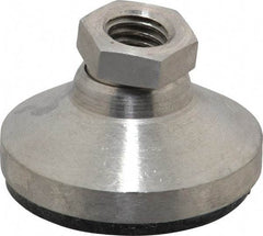 Vlier - 3750 Lb Capacity, 1/2-13 Thread, 1-1/8" OAL, Stainless Steel Stud, Tapped Pivotal Socket Mount Leveling Pad - 1-7/8" Base Diam, Elastomer Pad, 3/4" Hex - Exact Tool & Supply