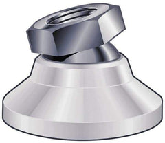 Vlier - 150 Lb Capacity, 10-32 Thread, 17/32" OAL, Steel Stud, Tapped Pivotal Socket Mount Leveling Pad - 3/4" Base Diam, Delrin Pad, 3/8" Hex - Exact Tool & Supply