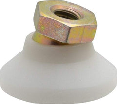 Vlier - 200 Lb Capacity, 1/4-20 Thread, 45/64" OAL, Steel Stud, Tapped Pivotal Socket Mount Leveling Pad - 1" Base Diam, Delrin Pad, 1/2" Hex - Exact Tool & Supply