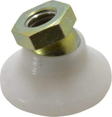 Vlier - 300 Lb Capacity, 3/8-16 Thread, 7/8" OAL, Steel Stud, Tapped Pivotal Socket Mount Leveling Pad - 1-1/4" Base Diam, Delrin Pad, 5/8" Hex - Exact Tool & Supply