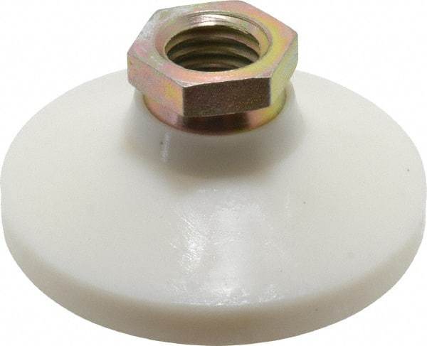 Vlier - 1200 Lb Capacity, 5/8-11 Thread, 1-1/4" OAL, Steel Stud, Tapped Pivotal Socket Mount Leveling Pad - 2-1/2" Base Diam, Delrin Pad, 7/8" Hex - Exact Tool & Supply