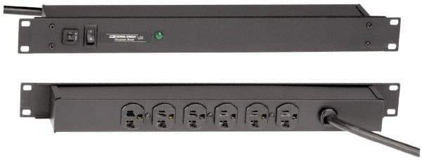 Wiremold - 6 Outlets, 120 Volts, 20 Amps, 6' Cord, Power Outlet Strip - 1 Circuits, Rack Mount, 5-15P NEMA Configuration, 19" Strip, cULus, UL Listed File 1449 - Exact Tool & Supply