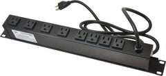 Wiremold - 8 Outlets, 120 Volts, 15 Amps, 6' Cord, Power Outlet Strip - 1 Circuits, Rack Mount, 5-15R NEMA Configuration, 19" Strip, cULus, UL Listed File 1449 - Exact Tool & Supply