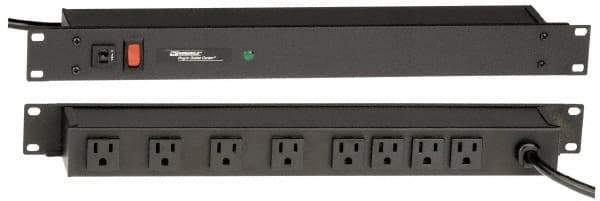 Wiremold - 8 Outlets, 120 Volts, 15 Amps, 15' Cord, Power Outlet Strip - 1 Circuits, Rack Mount, 5-15R NEMA Configuration, 19" Strip, cULus, UL Listed File 1449 - Exact Tool & Supply