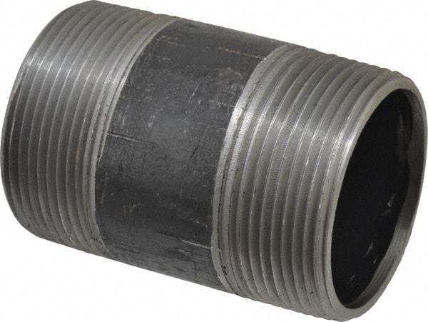B&K Mueller - Schedule 40, 2-1/2" Diam x 4" Long Steel Black Pipe Nipple - Threaded - Exact Tool & Supply