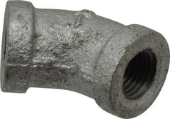 B&K Mueller - Class 150, 1/4" Galvanized Pipe 45° Elbow - Threaded, Malleable Iron - Exact Tool & Supply