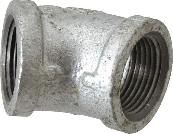 B&K Mueller - Class 150, 1" Galvanized Pipe 45° Elbow - Threaded, Malleable Iron - Exact Tool & Supply