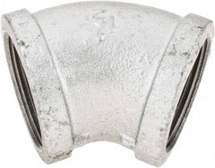 B&K Mueller - Class 150, 1-1/2" Galvanized Pipe 45° Elbow - Threaded, Malleable Iron - Exact Tool & Supply