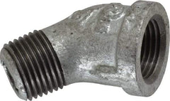 B&K Mueller - Class 150, 1/2" Galvanized Pipe 45° Street Elbow - Threaded, Malleable Iron - Exact Tool & Supply