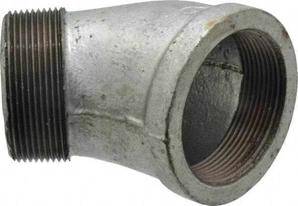 B&K Mueller - Class 150, 2" Galvanized Pipe 45° Street Elbow - Threaded, Malleable Iron - Exact Tool & Supply