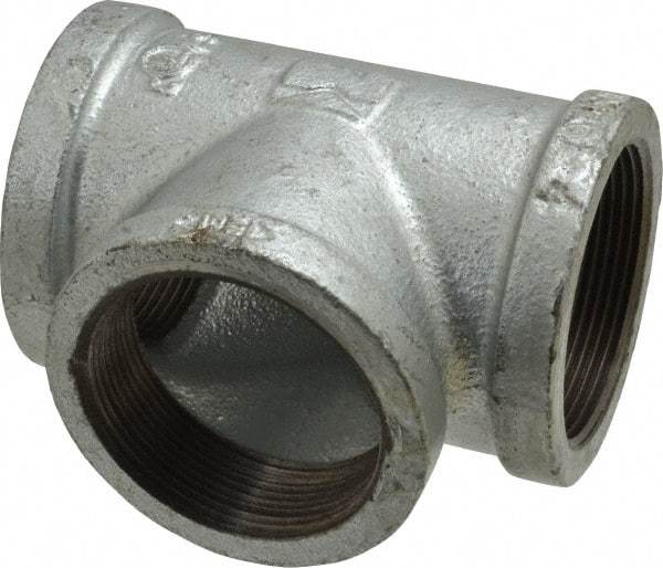 Value Collection - Class 150, 2" Galvanized Pipe Tee - Threaded, Malleable Iron - Exact Tool & Supply
