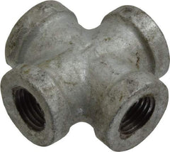 B&K Mueller - Class 150, 1/4" Galvanized Pipe Cross - Threaded, Malleable Iron - Exact Tool & Supply
