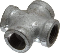 B&K Mueller - Class 150, 3/8" Galvanized Pipe Cross - Threaded, Malleable Iron - Exact Tool & Supply