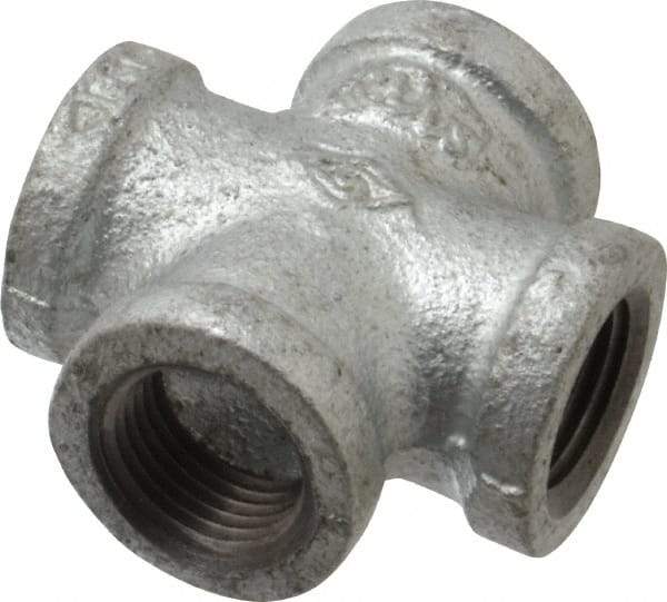 B&K Mueller - Class 150, 1/2" Galvanized Pipe Cross - Threaded, Malleable Iron - Exact Tool & Supply
