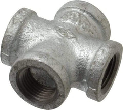 B&K Mueller - Class 150, 1/2" Galvanized Pipe Cross - Threaded, Malleable Iron - Exact Tool & Supply