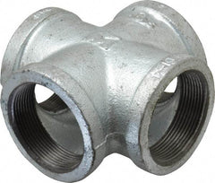B&K Mueller - Class 150, 2" Galvanized Pipe Cross - Threaded, Malleable Iron - Exact Tool & Supply