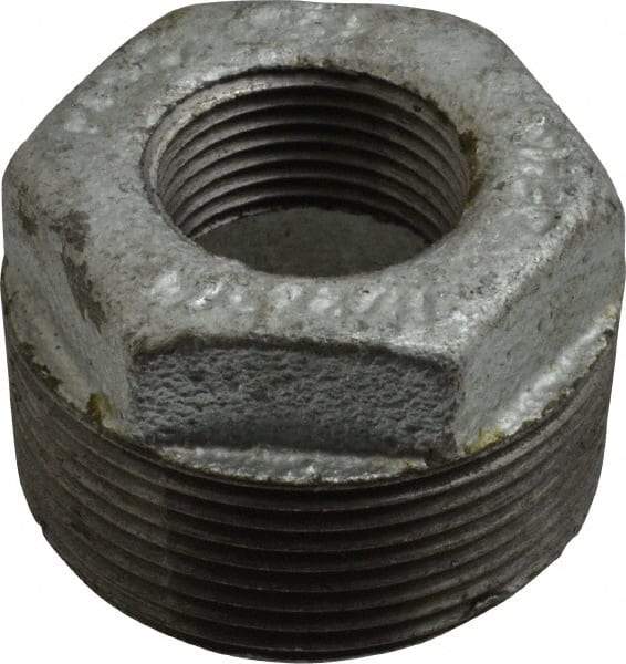 B&K Mueller - Class 150, 1-1/2 x 3/4" Galvanized Pipe Hex Bushing - Threaded, Malleable Iron - Exact Tool & Supply