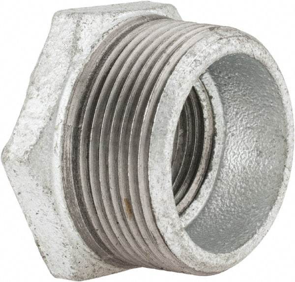 B&K Mueller - Class 150, 1-1/2 x 1" Galvanized Pipe Hex Bushing - Threaded, Malleable Iron - Exact Tool & Supply