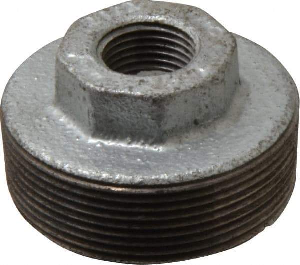 B&K Mueller - Class 150, 2 x 1/2" Galvanized Pipe Hex Bushing - Threaded, Malleable Iron - Exact Tool & Supply