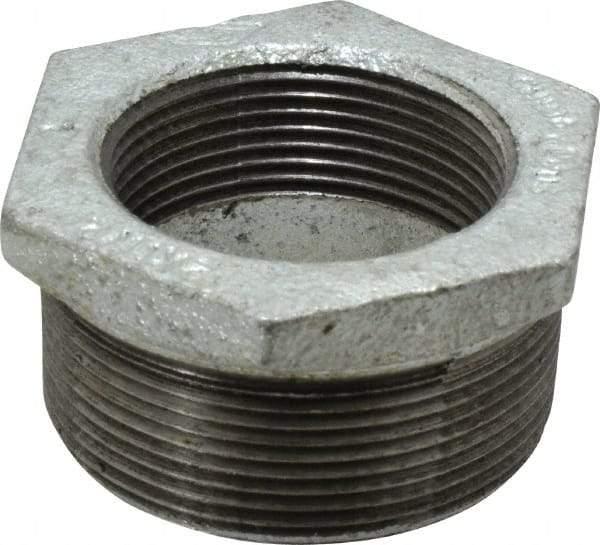 B&K Mueller - Class 150, 2 x 1-1/2" Galvanized Pipe Hex Bushing - Threaded, Malleable Iron - Exact Tool & Supply