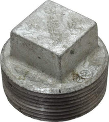 B&K Mueller - Class 150, 1-1/2" Galvanized Pipe Square Plug - Threaded, Malleable Iron - Exact Tool & Supply