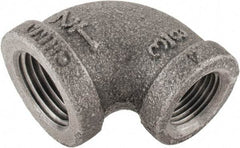 B&K Mueller - Size 1/2 x 3/8", Class 150, Malleable Iron Black Pipe 90° Reducing Elbow - 150 psi, Threaded End Connection - Exact Tool & Supply