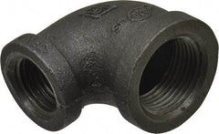 B&K Mueller - Size 3/4 x 1/2", Class 150, Malleable Iron Black Pipe 90° Reducing Elbow - 150 psi, Threaded End Connection - Exact Tool & Supply