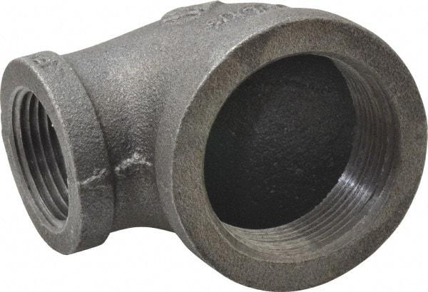 B&K Mueller - Size 1-1/2 x 1", Class 150, Malleable Iron Black Pipe 90° Reducing Elbow - 150 psi, Threaded End Connection - Exact Tool & Supply