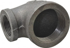 B&K Mueller - Size 1-1/2 x 1", Class 150, Malleable Iron Black Pipe 90° Reducing Elbow - 150 psi, Threaded End Connection - Exact Tool & Supply