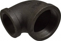 B&K Mueller - Size 2 x 1-1/2", Class 150, Malleable Iron Black Pipe 90° Reducing Elbow - 150 psi, Threaded End Connection - Exact Tool & Supply