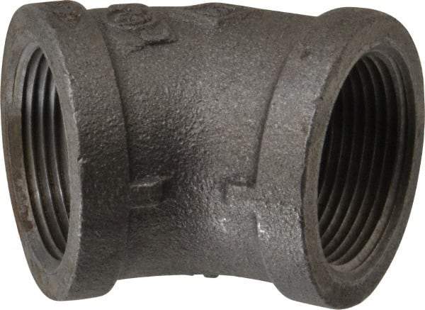 B&K Mueller - Size 1-1/4", Class 150, Malleable Iron Black Pipe 45° Elbow - 150 psi, Threaded End Connection - Exact Tool & Supply