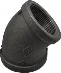B&K Mueller - Size 2", Class 150, Malleable Iron Black Pipe 45° Elbow - 150 psi, Threaded End Connection - Exact Tool & Supply