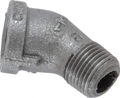 B&K Mueller - Size 1/2", Class 150, Malleable Iron Black Pipe 45° Street Elbow - 150 psi, Threaded End Connection - Exact Tool & Supply