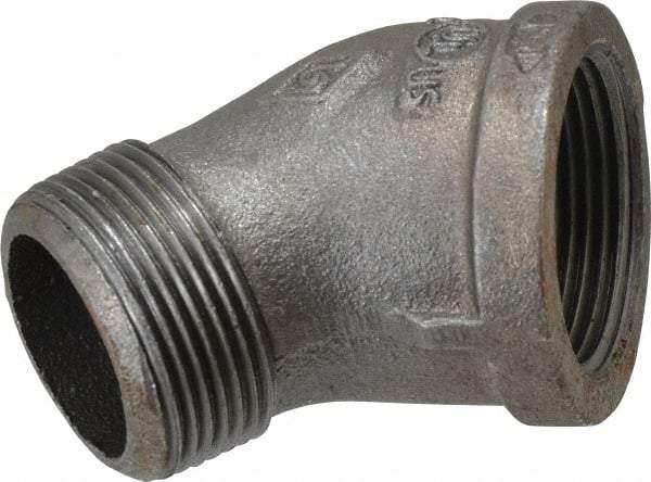 B&K Mueller - Size 1-1/4", Class 150, Malleable Iron Black Pipe 45° Street Elbow - 150 psi, Threaded End Connection - Exact Tool & Supply