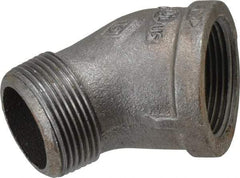 B&K Mueller - Size 1-1/4", Class 150, Malleable Iron Black Pipe 45° Street Elbow - 150 psi, Threaded End Connection - Exact Tool & Supply