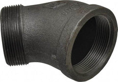 B&K Mueller - Size 2", Class 150, Malleable Iron Black Pipe 45° Street Elbow - 150 psi, Threaded End Connection - Exact Tool & Supply