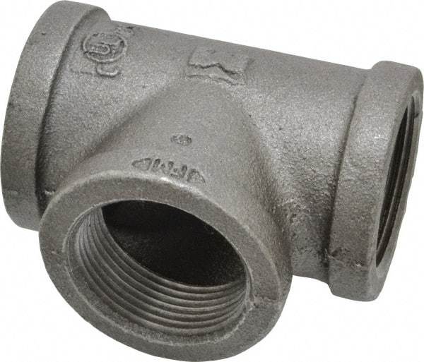 B&K Mueller - Size 1-1/4", Class 150, Malleable Iron Black Pipe Tee - 150 psi, Threaded End Connection - Exact Tool & Supply