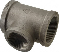 B&K Mueller - Size 2 x 1-1/2", Class 150, Malleable Iron Black Pipe Reducing Tee - 150 psi, Threaded End Connection - Exact Tool & Supply