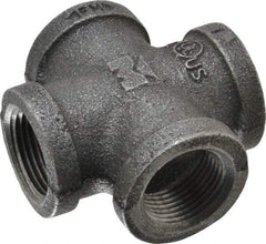 Value Collection - Size 3/4", Class 150, Malleable Iron Black Pipe Cross - 150 psi, Threaded End Connection - Exact Tool & Supply