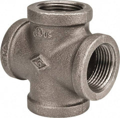 B&K Mueller - Size 1", Class 150, Malleable Iron Black Pipe Cross - 150 psi, Threaded End Connection - Exact Tool & Supply
