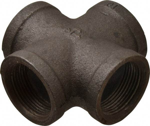 B&K Mueller - Size 1-1/4", Class 150, Malleable Iron Black Pipe Cross - 150 psi, Threaded End Connection - Exact Tool & Supply