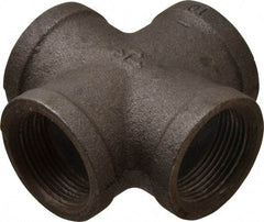 B&K Mueller - Size 1-1/4", Class 150, Malleable Iron Black Pipe Cross - 150 psi, Threaded End Connection - Exact Tool & Supply