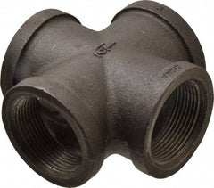 B&K Mueller - Size 1-1/2", Class 150, Malleable Iron Black Pipe Cross - 150 psi, Threaded End Connection - Exact Tool & Supply