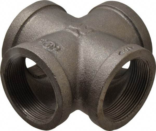 B&K Mueller - Size 2", Class 150, Malleable Iron Black Pipe Cross - 150 psi, Threaded End Connection - Exact Tool & Supply