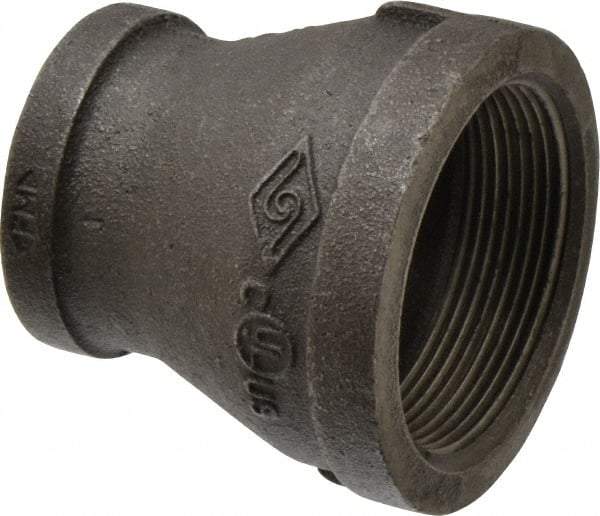 B&K Mueller - Size 2 x 1-1/4", Class 150, Malleable Iron Black Pipe Reducing Coupling - 150 psi, Threaded End Connection - Exact Tool & Supply