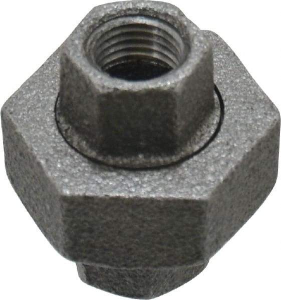 Value Collection - Size 1/4", Class 150, Malleable Iron Black Pipe Union - 150 psi, Threaded End Connection - Exact Tool & Supply