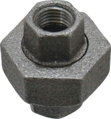 Value Collection - Size 1/4", Class 150, Malleable Iron Black Pipe Union - 150 psi, Threaded End Connection - Exact Tool & Supply