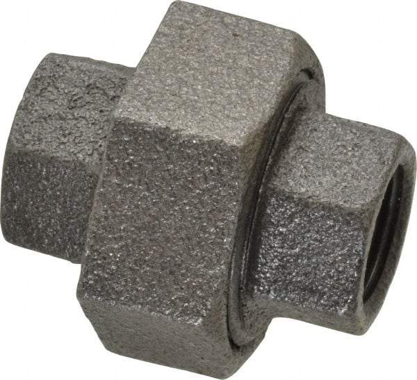 Value Collection - Size 3/8", Class 150, Malleable Iron Black Pipe Union - 150 psi, Threaded End Connection - Exact Tool & Supply
