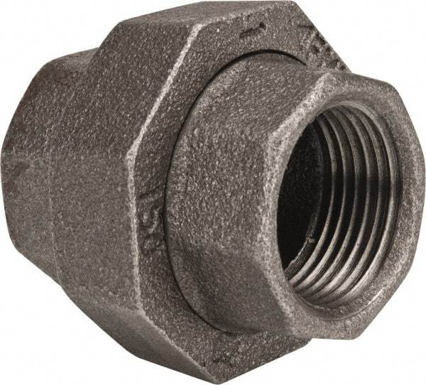 Value Collection - Size 1", Class 150, Malleable Iron Black Pipe Union - 150 psi, Threaded End Connection - Exact Tool & Supply